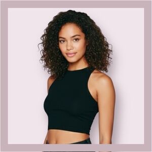 Free People Black High Neck Seamless Crop